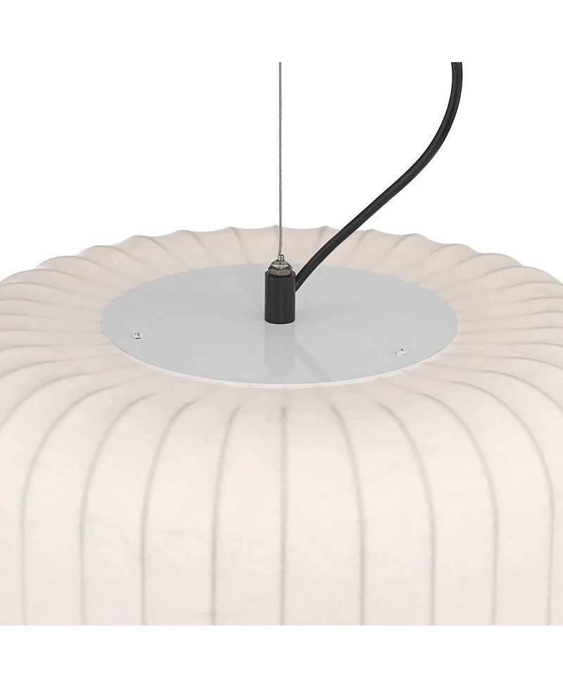 Possini Euro Design Jaime 18" Modern Pendant Chandelier Ceiling Light Fixture Dining Room Over Table Drum Matte Black and White