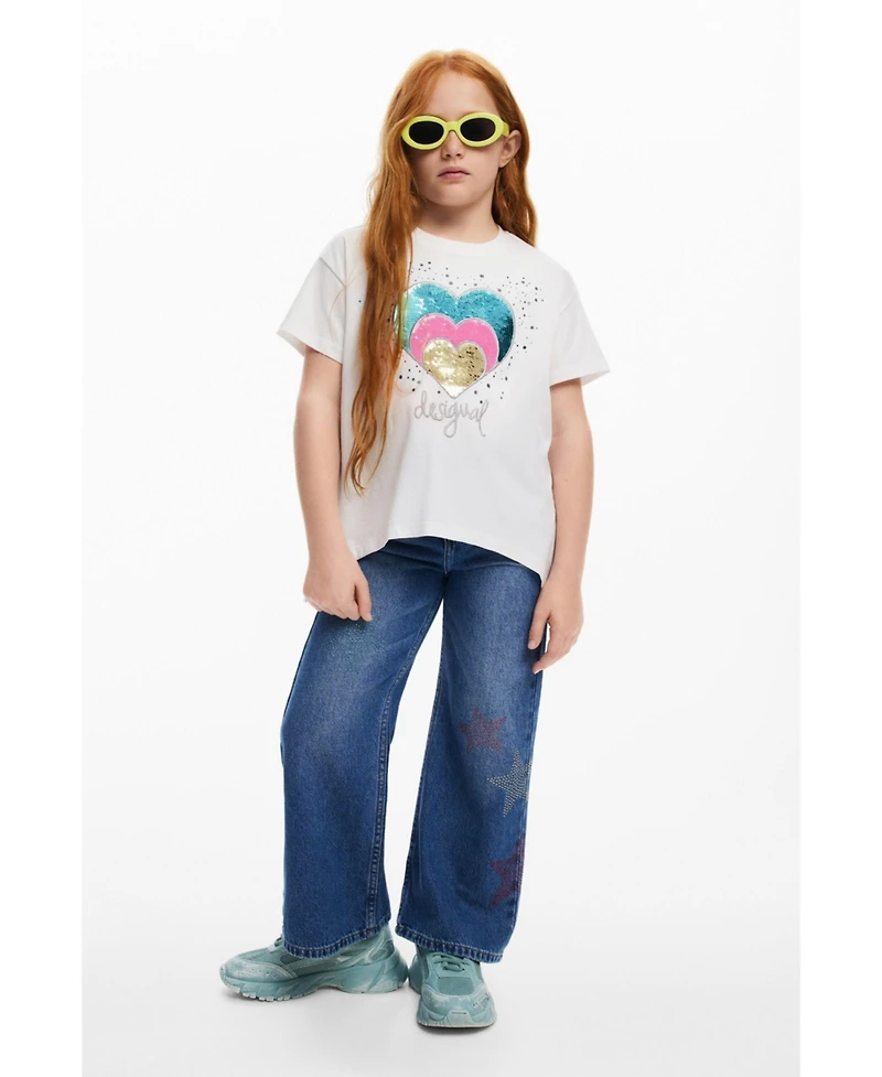 Desigual Girls Girls's Heart T-shirt with rhinestones