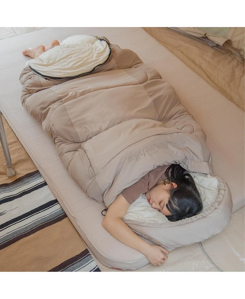 Naturehike Cotton Sleeping Bag, Large & Breathable, Soft Pure Cotton Lining, Washable with Foot Zipper for Ventilation, Lightweight & Spacious