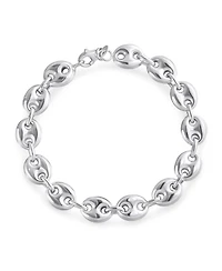 Bling Jewelry Nautical Anchor Link Puff Mariner Chain Bracelet Sterling Silver 9MM Wide