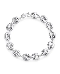 Bling Jewelry Nautical Anchor Link Puff Mariner Chain Bracelet Sterling Silver 9MM Wide