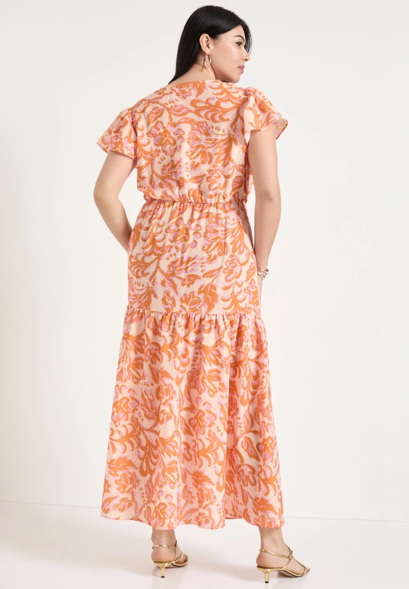 June + Vie Women's Faux-Wrap Maxi Dress