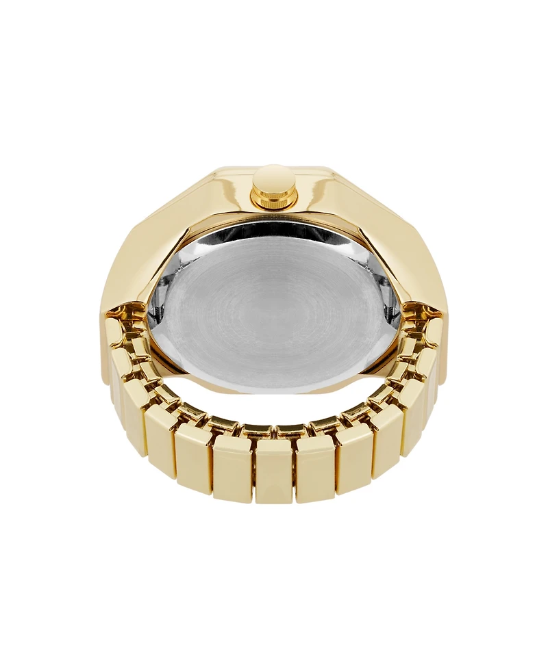 Nine West Women's Quartz Contemporary Black and Gold-Tone Metal Alloy Ring Watch, 23mm