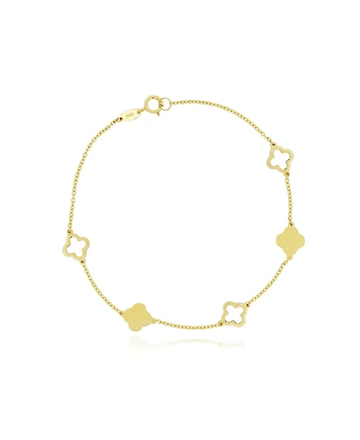 The Lovery Mini Gold Alternating Open Clover Bracelet 14K Gold