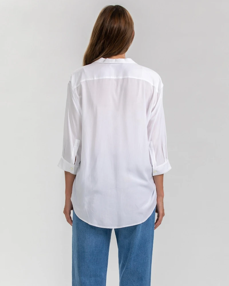 Pietro Brunelli Maternity Classic Collared 3/4 Sleeve Blouse Panarea