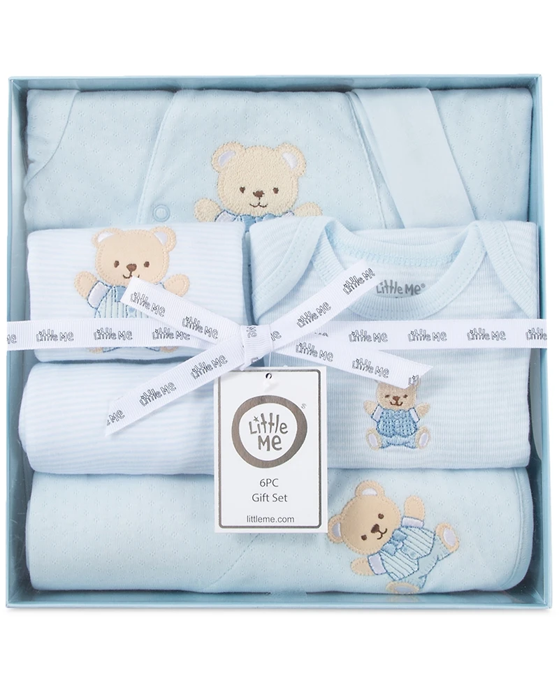 Little Me Baby Boys Cute Bear Cotton Gift Box, 6 Piece Set