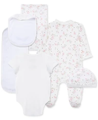 Little Me Baby Girls Cotton Vintage Rose Gift Box, 6 Piece Set