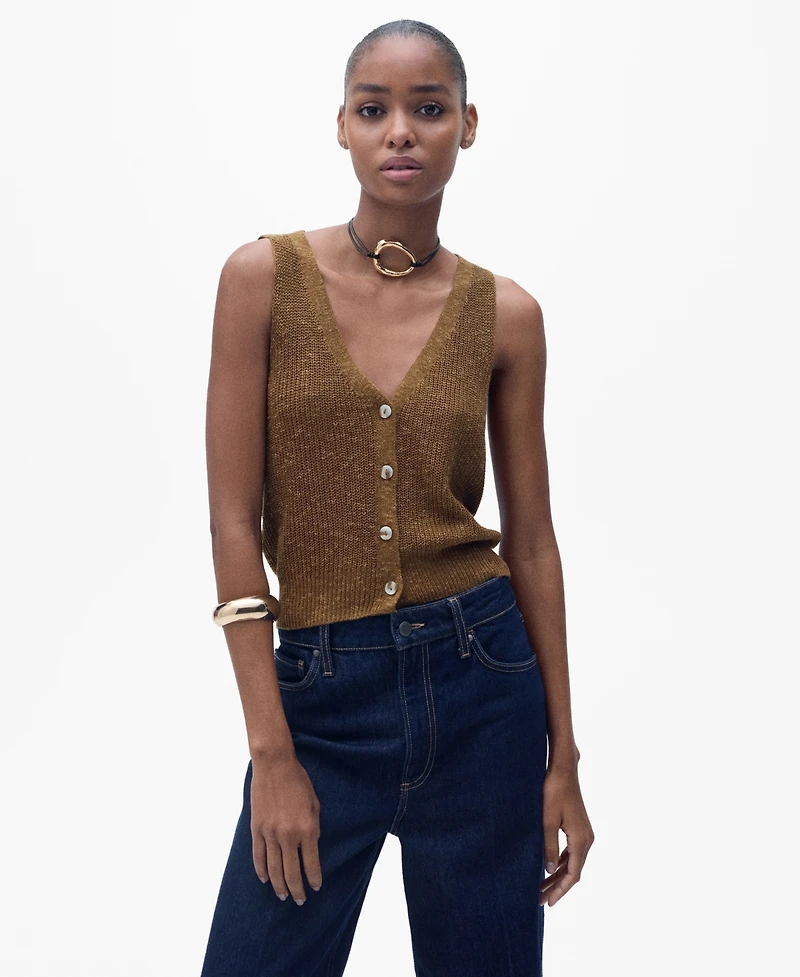 Mango Women's Buttoned Chunky Knit Sweater Vest