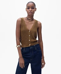 Mango Women's Buttoned Chunky Knit Sweater Vest