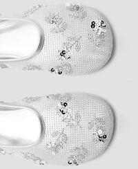 Mango Women's Sequin Embroidered Mesh Ballerinas Shoes