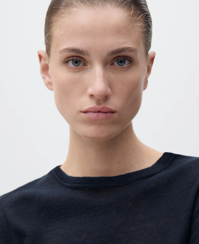 Mango Women's Short-Sleeved Linen T-Shirt