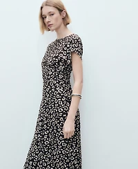 Mango Women's Frayed Ends Leopard Print Dress