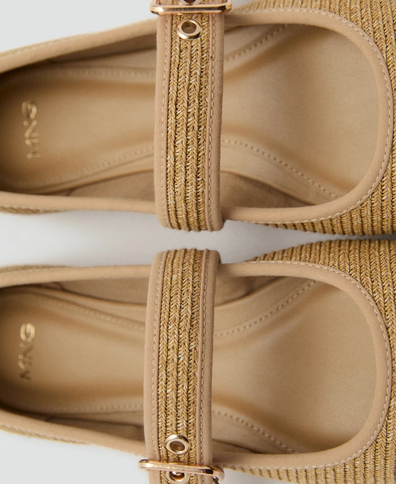 Mango Women's Buckle Strap Cotton Shoes