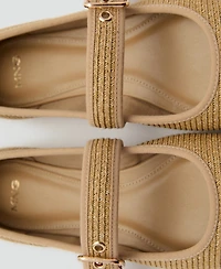 Mango Women's Buckle Strap Cotton Shoes