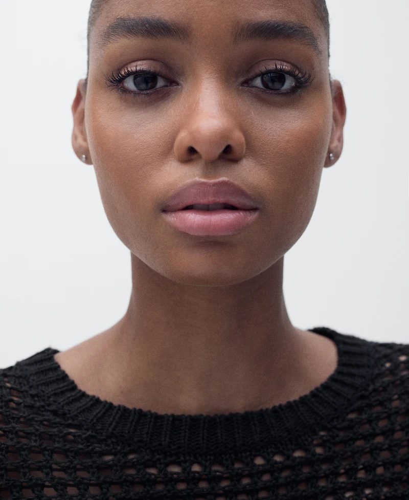 Mango Women's Short-Sleeved Openwork Knitted Sweater