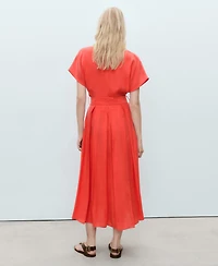 Mango Women's Flared Belted Midi Dress