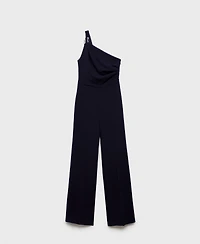 Mango Women's Metallic Detail Asymmetrical Jumpsuit