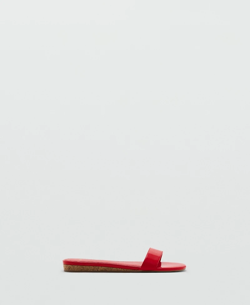 Mango Women's Patent Leather Effect Flat Sandals