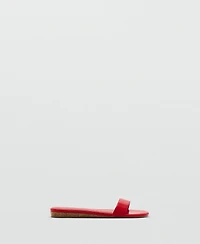 Mango Women's Patent Leather Effect Flat Sandals