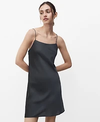 Mango Women's Straps Satin Nightgown Dress