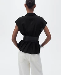 Mango Women's Short Sleeve Pleated Shirt