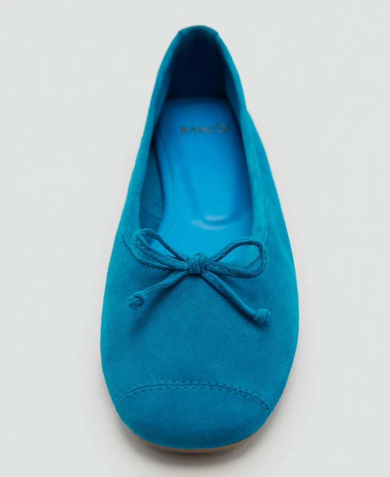 Mango Women's Bow Suede Ballerinas Shoes