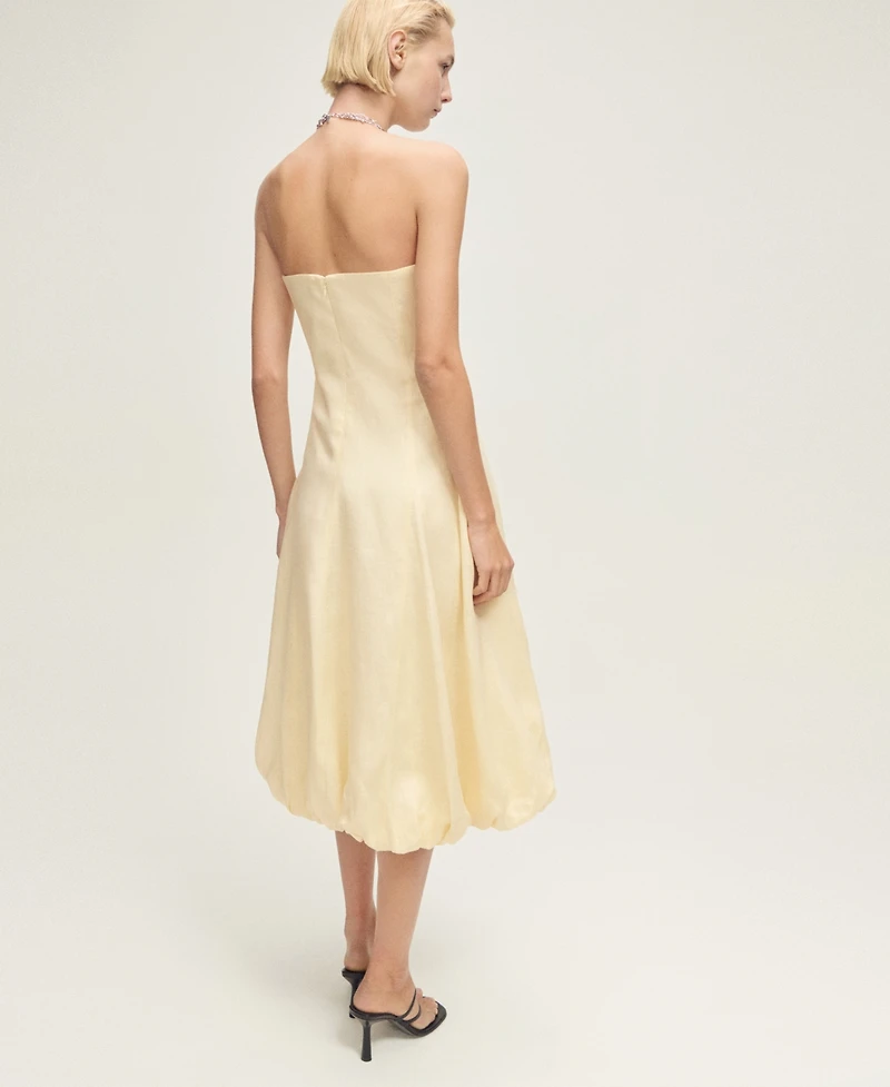 Mango Women's Puffed Hem Linen Dress