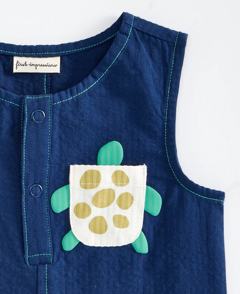 First Impressions Baby Boys Turtle Pocket Cotton Sunsuit, Exclusively at Macy's
