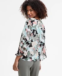 Kasper Women's Printed Ruffle-Sleeve Blouse, Regular & Petite