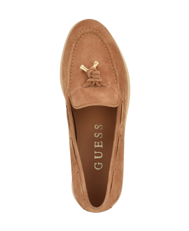 Guess Women's Aryana Interlaced Suede Slip-On Boat Loafers