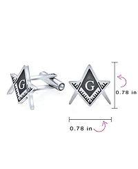 Bling Jewelry Set of 2 Freemasons Compass Symbol Shirt Cufflink Black Enamel Gold Plated