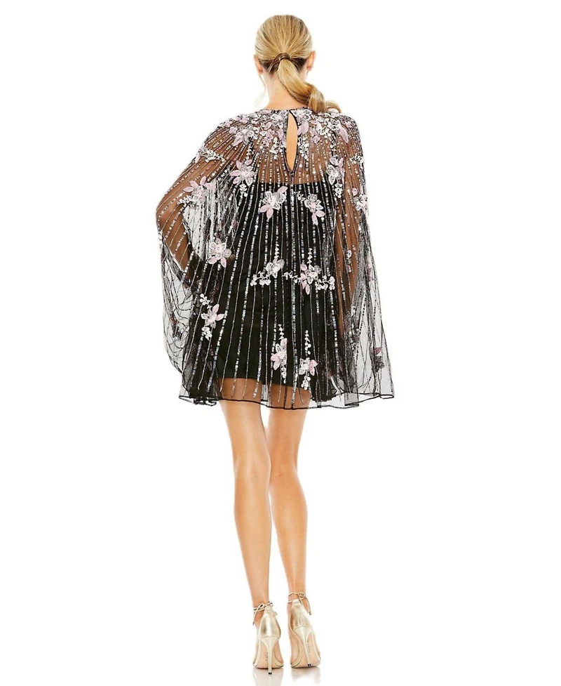 Mac Duggal Women's High Neck Embellished Trapeze Dress