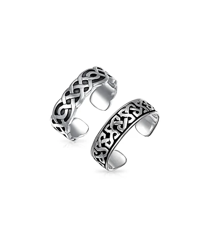 Bling Jewelry Set of 2 Celtic Trinity Knot Toe Ring Oxidized Sterling Silver Pinky Midi Design