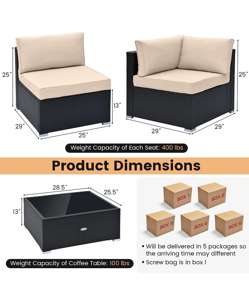 Gymax 10PCS Rattan Furniture Set Outdoor Wicker Sofa Table Cushioned Seat Patio