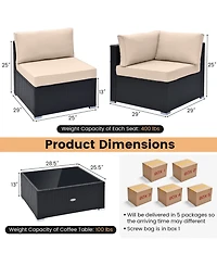 Gymax 10PCS Rattan Furniture Set Outdoor Wicker Sofa Table Cushioned Seat Patio