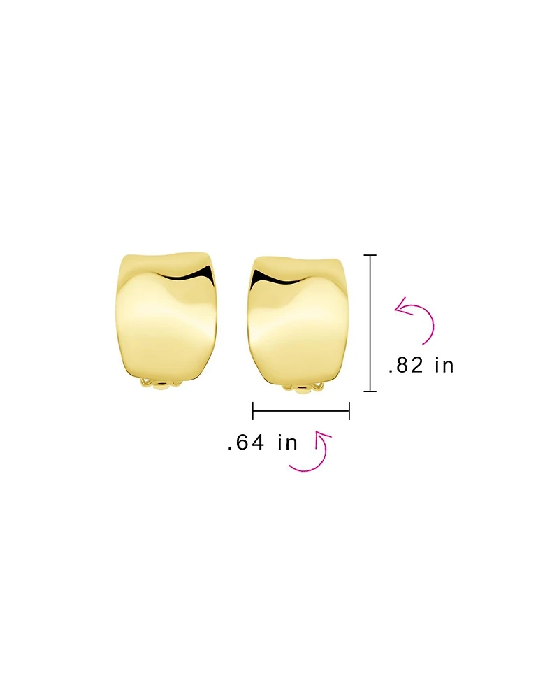 Bling Jewelry Set of 2 Geometric Dome Half Hoop Clip-On Earrings for Non-Pierced Gold Plated
