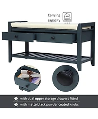 Entryway Storage Bench with Cushion Drawers and Shoe Rack for Organized Seating Footwear Small Spaces-The Pop Home