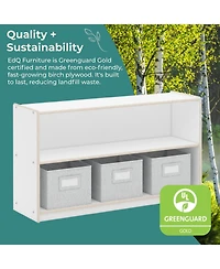 Guidecraft EdQ 2-Shelf Open Storage 24" - White: Wooden Kids' Classroom Furniture, Playroom and Bedroom Toy Cube Organizer