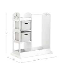 Guidecraft See and Store Dress Up Center - White: Kids' Pretend Play Clothes and Costume Armoire with Clothing Rack Storage and Mirror