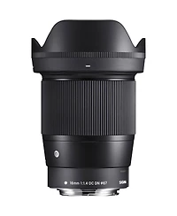 Sigma 16mm f/1.4 Dc Dn Contemporary Lens for Canon Ef-m, Black, Bundle with ProOptic 67mm Filter Kit, Flex Lens Shade, Cleaning Kit, Cap Tether, Lens