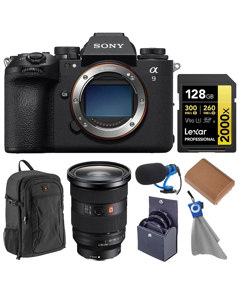 Sony Alpha a9 Iii Mirrorless Camera with Fe 24-70mm f/2.8 Gm Ii Lens, Bundle with TASC300 Microphone, 128GB Memory Card, Battery and 82mm Filter Kit