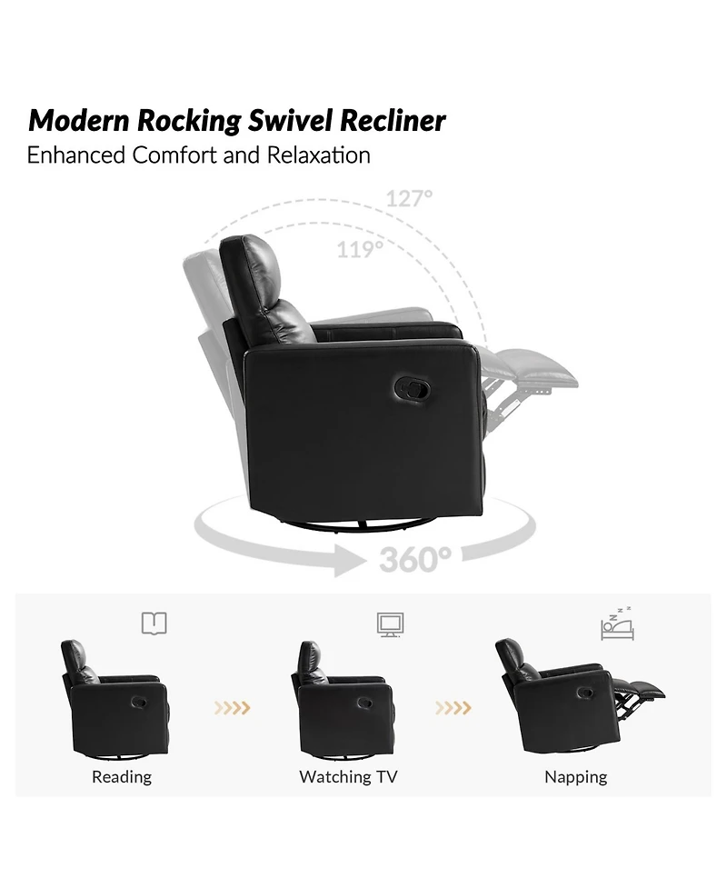 Josefa Genuine Leather Upholstered Swivel Rocker Recliner