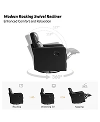 Josefa Genuine Leather Upholstered Swivel Rocker Recliner
