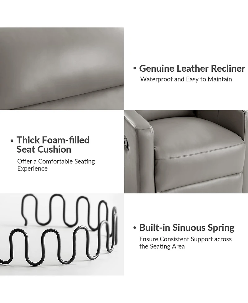 Josefa Genuine Leather Upholstered Swivel Rocker Recliner