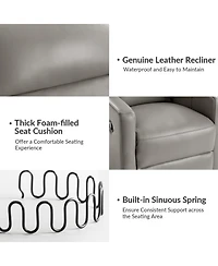 Josefa Genuine Leather Upholstered Swivel Rocker Recliner