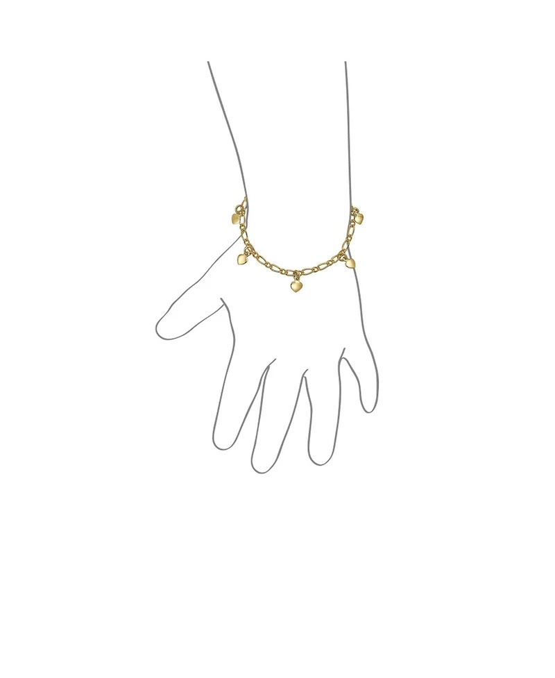 Bling Jewelry Tiny Simple Dangling Hearts Charm Bracelet For Small Wrists 5 Inch Gold Plated