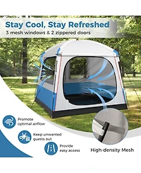 5 Person Camping Tent with Mesh Windows and Carrying Bag for Camping Hiking Traveling-White