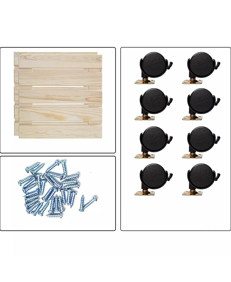 Alladinbox 2-Pack Wooden Plant Stand Caddy with Lockable Wheels Heavy Duty