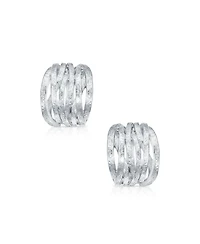 Bling Jewelry Set of 2 Criss Cross Basket Weave Clip-On Earrings Matte Silver Gold Plated