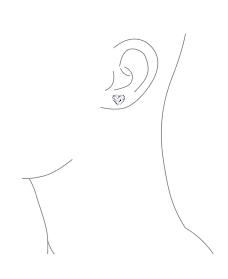 Bling Jewelry Set of 2 Double Open Heart Shaped Puffed Stud Earrings Rose Gold Plated Silver